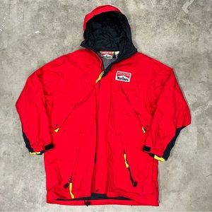 VTG Marlboro Adventure Team Mens Large Red Hooded Windbreaker Nylon Shell Jacket